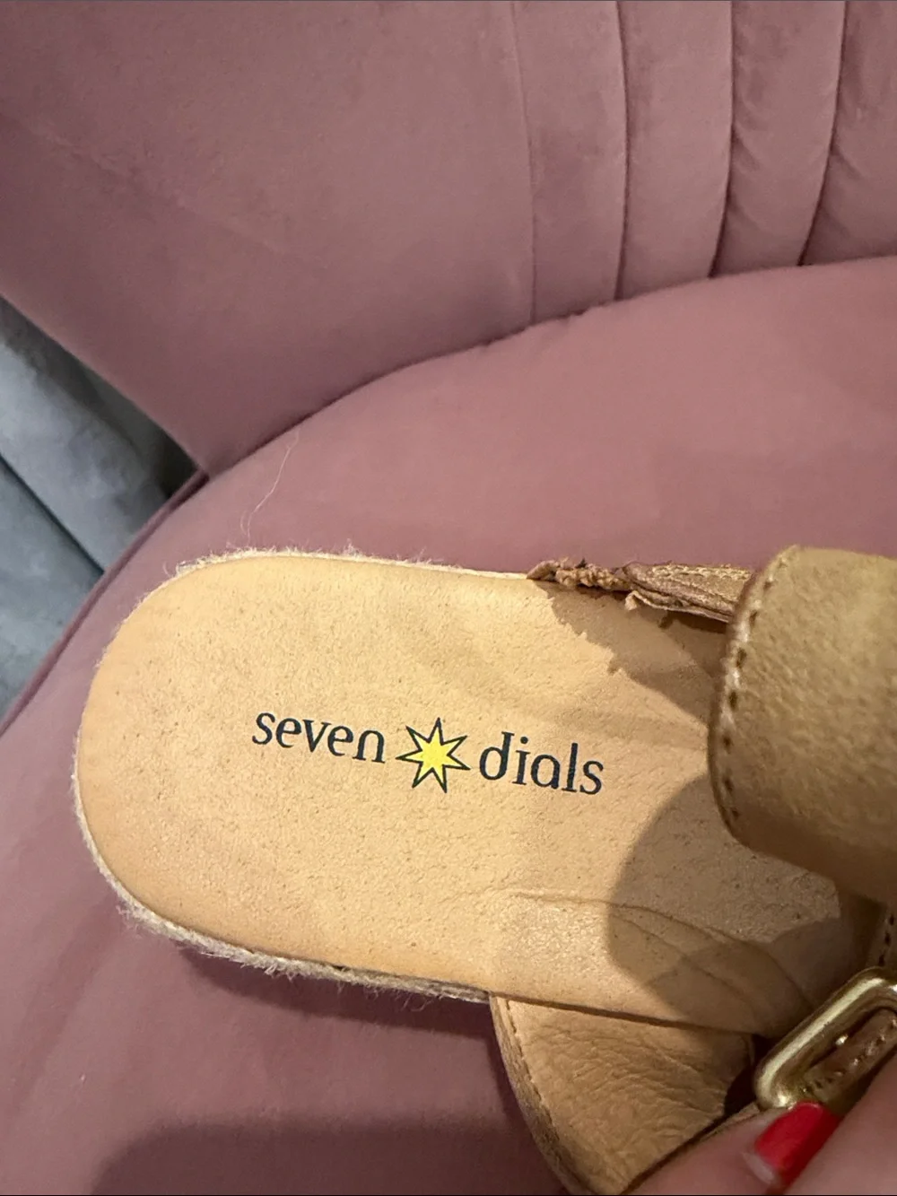 Women's Tan Platform Espadrille Sandals with stud trim